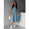 Modré džínové áčkové šaty MOCAVA
