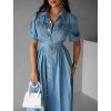 Modré džínové áčkové šaty MOCAVA