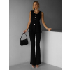 Černý elegantní kalhotový komplet KOMTESA