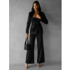 Černý elegantní kalhotový kostým HARSTAD s páskem