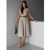Tmavě béžové pouzdrové midi šaty GERARDYS s páskem