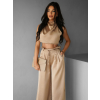 Béžový saténový kalhotový komplet BALINT