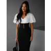 Bílo-černé elegantní šaty ODDALA s krátkým rukávem