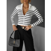 Bíločerný pruhovaný žebrovaný svetřík SELADA