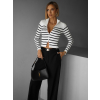 Bíločerný pruhovaný žebrovaný svetřík SELADA