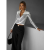 Bíločerný pruhovaný žebrovaný svetřík SELADA