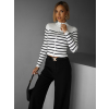 Bíločerný pruhovaný žebrovaný svetřík SELADA