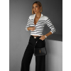 Bíločerný pruhovaný žebrovaný svetřík SELADA