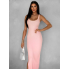 Lososové dlouhé maxi jednoduché šaty PLANES