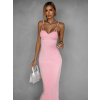 Růžové dlouhé tvarující šaty BRUCEL na ramínka