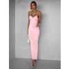 Růžové dlouhé tvarující šaty BRUCEL na ramínka