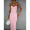 Růžové dlouhé tvarující šaty BRUCEL na ramínka