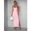 Růžové dlouhé tvarující šaty BRUCEL na ramínka