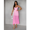 Růžové dlouhé žebrované šaty TULULA na ramínka
