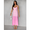 Růžové dlouhé žebrované šaty TULULA na ramínka