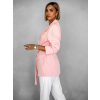 Růžové stylové zavazovací sako ZENARA s páskem