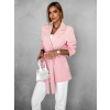 Růžové stylové zavazovací sako ZENARA s páskem