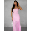 Růžové dlouhé šaty NIKALA bez ramínek