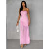 Růžové dlouhé šaty NIKALA bez ramínek