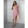 Starorůžové žebrované midi šaty KALMAR