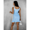 Světle modré koktejlové mini šaty VERDALEN s volánky