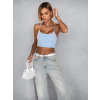 Světle modrý crop basic top ARRAXE