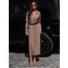 Hnědé košilové dlouhé šaty BARCINE s límečkem