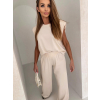 Krémový basic kalhotový stylový komplet CORINE
