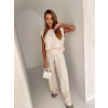 Krémový basic kalhotový stylový komplet CORINE