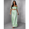 Světle zelený letní saténový kalhotový komplet VISEU
