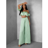 Světle zelený letní saténový kalhotový komplet VISEU