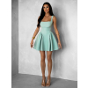 Světle zelené áčkové mini šaty LINOW s mašlí