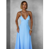 Světle modré dlouhé elegantní šaty DAMIANO