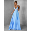 Světle modré dlouhé elegantní šaty DAMIANO