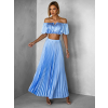 Světle modrý saténový komplet ZERA se sukní