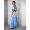 Světle modrý saténový komplet ZERA se sukní