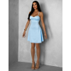 Světle modré krátké saténové šaty SHRYKOS