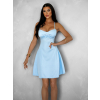 Světle modré krátké saténové šaty SHRYKOS