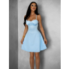 Světle modré krátké saténové šaty SHRYKOS