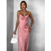 Starorůžové dlouhé saténové šaty UNUTA s odhalenými zády