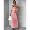 Starorůžové dlouhé saténové šaty UNUTA s odhalenými zády