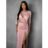 Starorůžové asymetrické přiléhavé šaty BAJRO