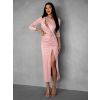 Starorůžové asymetrické přiléhavé šaty BAJRO