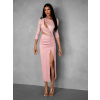 Starorůžové asymetrické přiléhavé šaty BAJRO