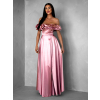Starorůžové saténové dlouhé společenské šaty EBOLIA