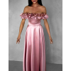 Starorůžové saténové dlouhé společenské šaty EBOLIA