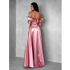 Starorůžové saténové dlouhé společenské šaty EBOLIA