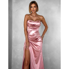 Starorůžové dlouhé společenské šaty ALITAN s rozparkem