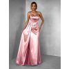 Starorůžové dlouhé společenské šaty ALITAN s rozparkem