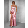 Starorůžové dlouhé společenské šaty ALITAN s rozparkem